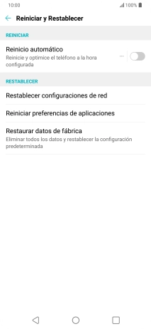 Pulsa Restaurar datos de fábrica.
