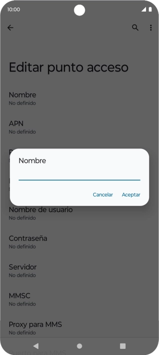 Introduce Vodafone Internet y pulsa Aceptar.