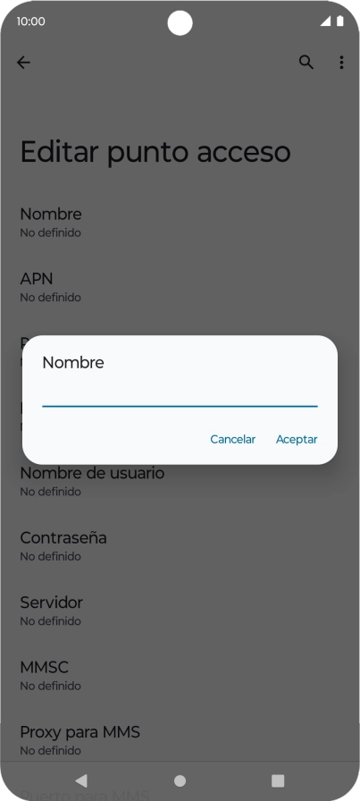 Introduce Vodafone Internet y pulsa Aceptar.