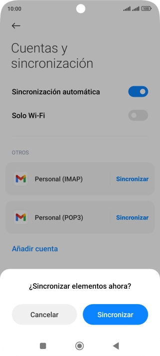 Si activas la función, pulsa Sincronizar.