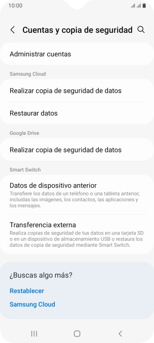 Pulsa Administrar cuentas.