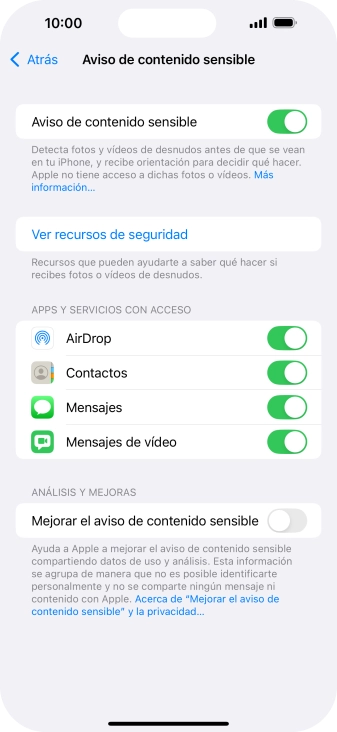 Pulsa el indicador junto a las aplicaciones deseadas para activar o desactivar la función.