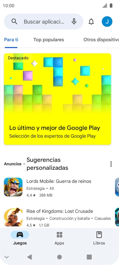 Pulsa en el campo de búsqueda.