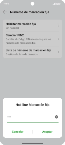 Introduce el código PIN2 y pulsa Aceptar.