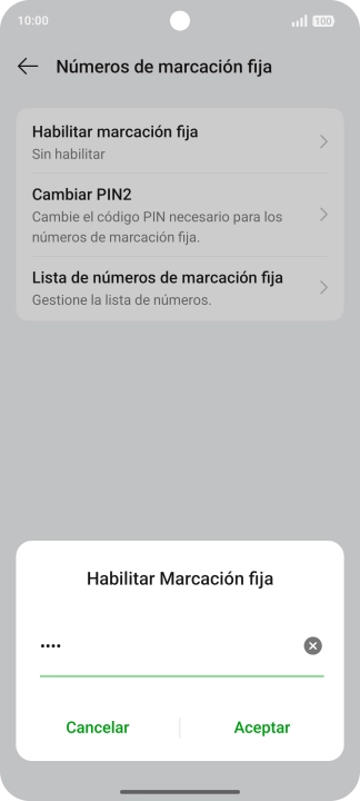 Introduce el código PIN2 y pulsa Aceptar.