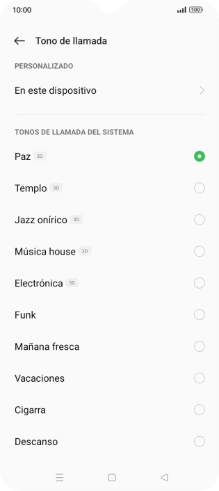 Pulsa los timbres de llamada deseados para escucharlos.