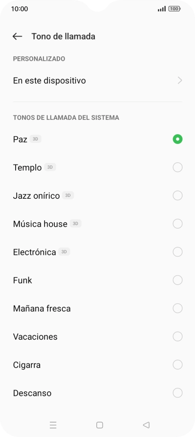 Pulsa los timbres de llamada deseados para escucharlos.