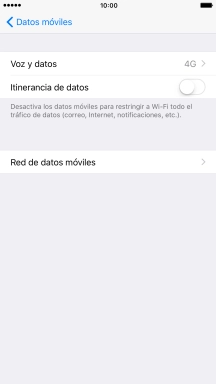 Pulsa Red de datos móviles.