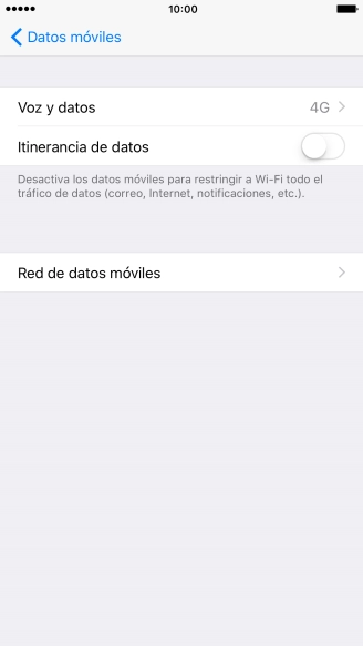 Pulsa Red de datos móviles.