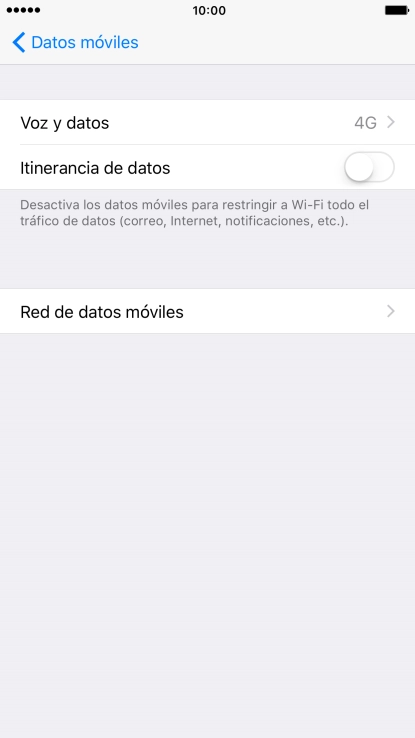 Pulsa Red de datos móviles.