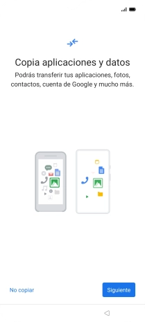 Puedes transferir el contenido de otro teléfono cuando activas tu teléfono por primera vez y cuando lo has restablecido. Cuando aparezca en la pantalla del teléfono esta imagen, ya está listo para la transmisión del contenido del otro teléfono.