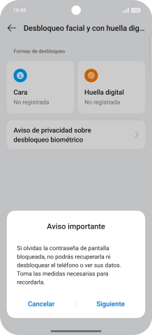 Pulsa Siguiente y sigue las indicaciones de la pantalla para crear un código de seguridad del teléfono adicional.