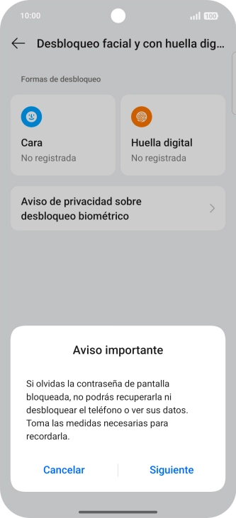 Pulsa Siguiente y sigue las indicaciones de la pantalla para crear un código de seguridad del teléfono adicional.