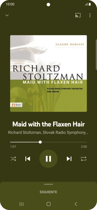 Pulsa la flecha hacia la derecha para ir al archivo de música siguiente.