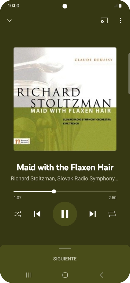 Pulsa la flecha hacia la derecha para ir al archivo de música siguiente.