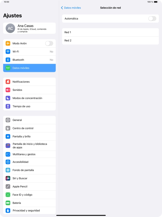 Si desactivas la función, pulsa la red deseada.