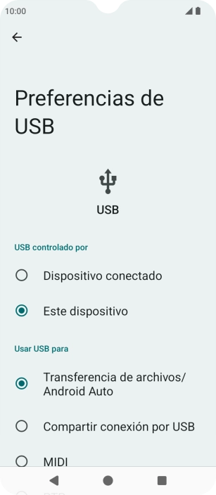 Pulsa Transferencia de archivos/Android Auto.