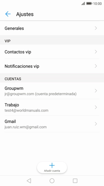 Pulsa la cuenta de correo electrónico deseada.