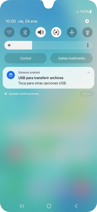 Pulsa Toca para otras opciones USB..