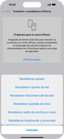 Pulsa Restablecer ajustes.