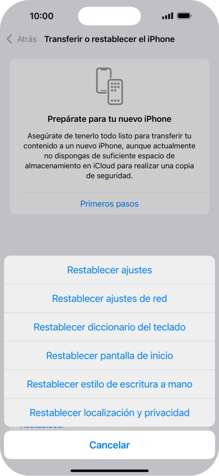 Pulsa Restablecer ajustes.