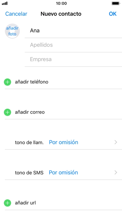 Pulsa Apellidos e introduce el apellido.