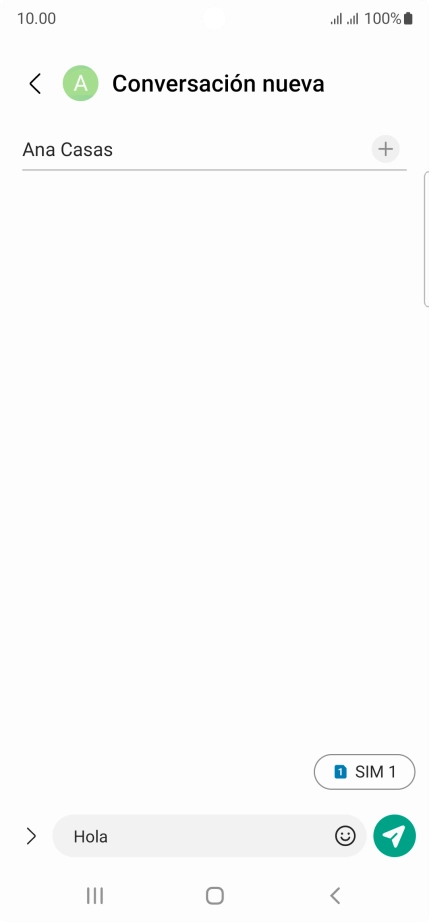 Pulsa el icono de envío cuando termines de escribir el mensaje corto.
