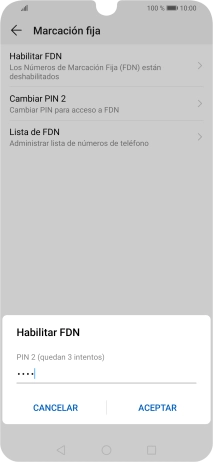 Introduce el código PIN2 y pulsa ACEPTAR.