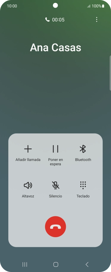 Pulsa el icono de finalizar llamada.