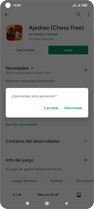 Pulsa Desinstalar.