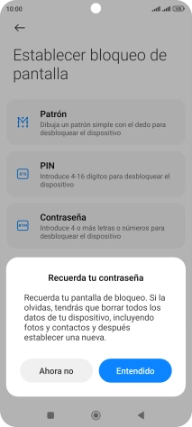 Pulsa Entendido y sigue las indicaciones de la pantalla para crear un código de seguridad del teléfono adicional. Pulsa Entendido y sigue las indicaciones de la pantalla para crear un código de seguridad del teléfono adicional.