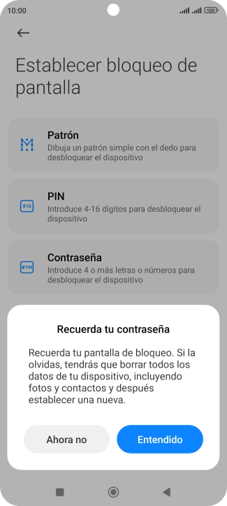 Pulsa Entendido y sigue las indicaciones de la pantalla para crear un código de seguridad del teléfono adicional. Pulsa Entendido y sigue las indicaciones de la pantalla para crear un código de seguridad del teléfono adicional.