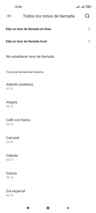 Pulsa Elija un tono de llamada local.