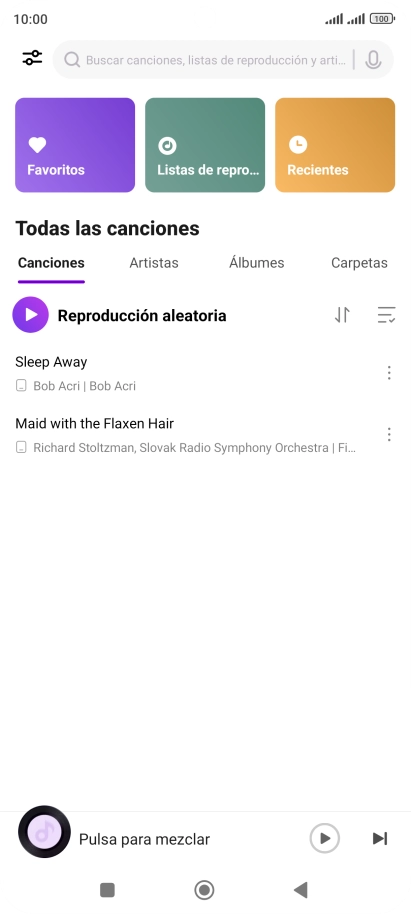 Pulsa el archivo de música deseado. Pulsa el archivo de música deseado.
