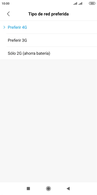 Pulsa el tipo de red deseado.