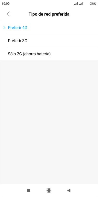 Pulsa el tipo de red deseado.