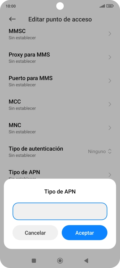Introduce default y pulsa Aceptar.