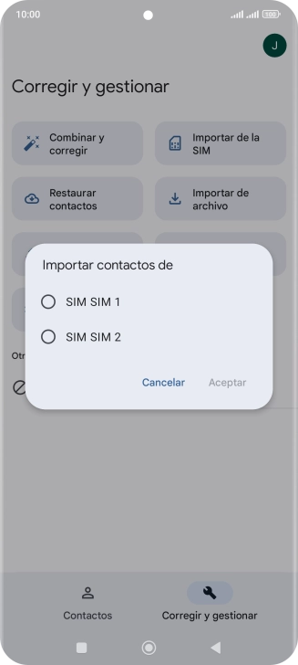 Pulsa la tarjeta SIM deseada.