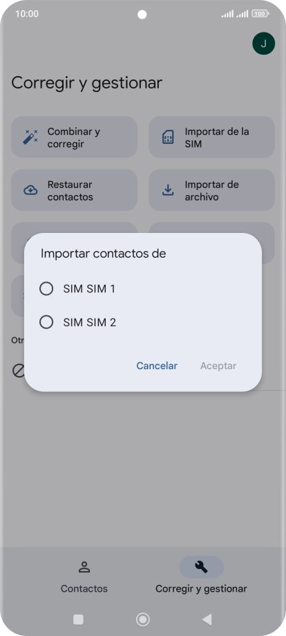 Pulsa la tarjeta SIM deseada.