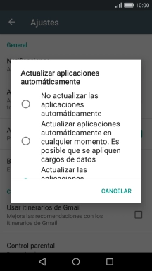 Para desactivar la actualización automática de apps, pulsa No actualizar las aplicaciones automáticamente.