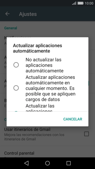 Para desactivar la actualización automática de apps, pulsa No actualizar las aplicaciones automáticamente.