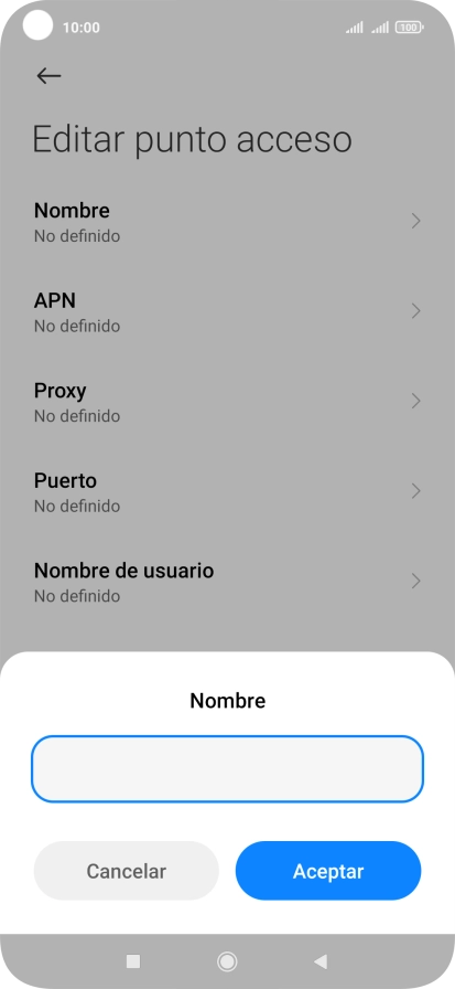 Introduce Vodafone Internet y pulsa Aceptar.