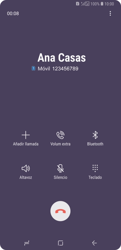 Pulsa el icono de finalizar llamada.