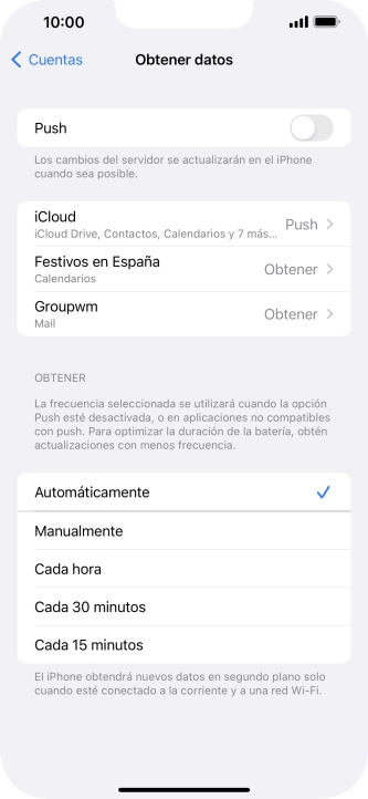 Si desactivas la función, pulsa el ajuste deseado.