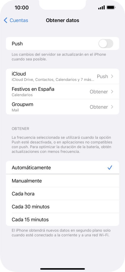 Si desactivas la función, pulsa el ajuste deseado.