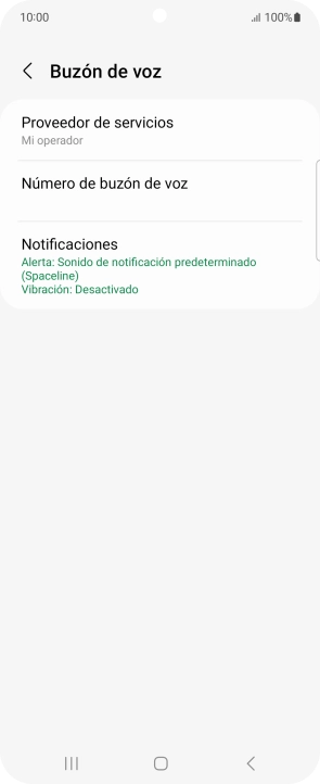 Pulsa Número de buzón de voz.