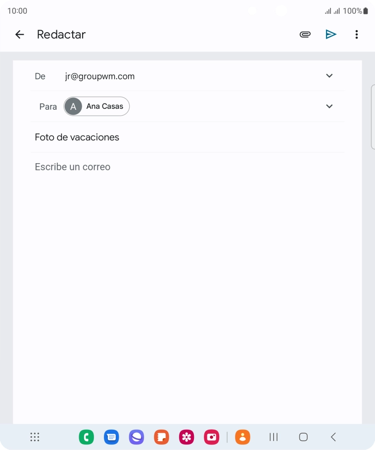 Pulsa en el campo de escritura  y escribe el texto del correo electrónico.