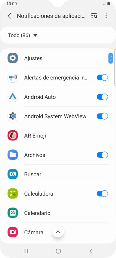 Pulsa el indicador junto a las apps deseadas para activar o desactivar la función.