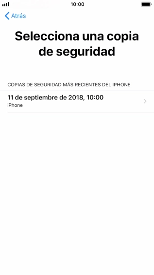 Pulsa la copia de seguridad deseada y espera mientras el teléfono restaura el contenido anterior de la copia de seguridad seleccionada. Sigue a continuación las indicaciones de la pantalla para configurar el teléfono y dejarlo listo para su utilización.
