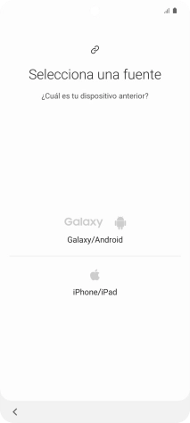 Pulsa el ajuste deseado y sigue las instrucciones de la pantalla para transferir el contenido del otro teléfono.